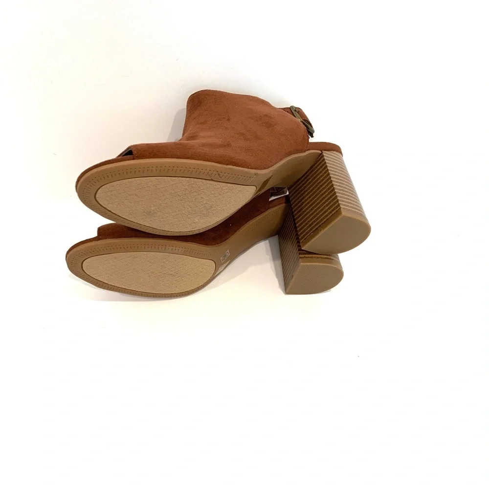 Chinese Laundry Bestie Open Toe Brown Suede Booties - Picture 7 of 10